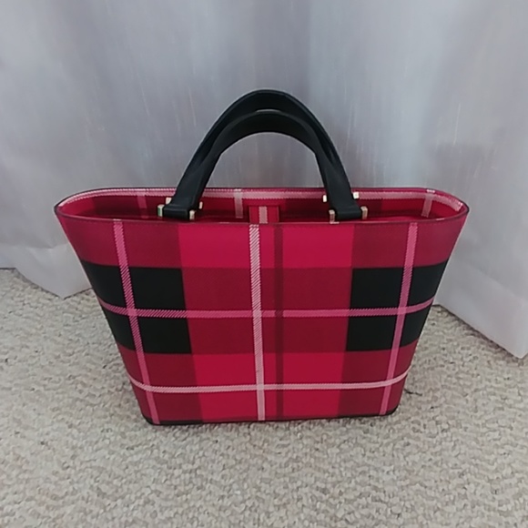 Kate Spade Juno Pink & Black Plaid Handbag  - Picture 3 of 5